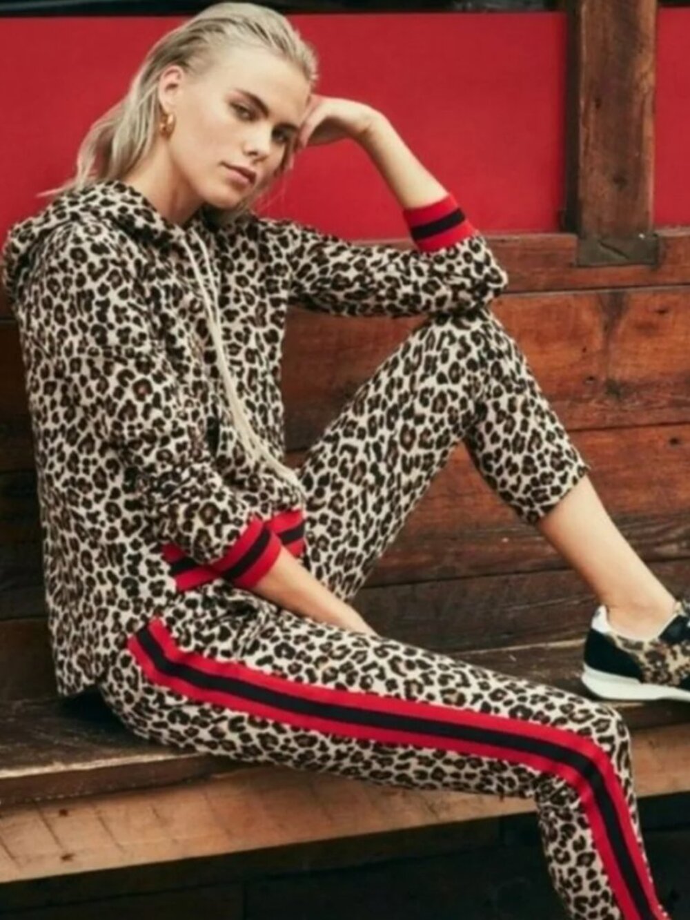 Veronica Beard X Bandier leopard print cropped joggers Lace up front M